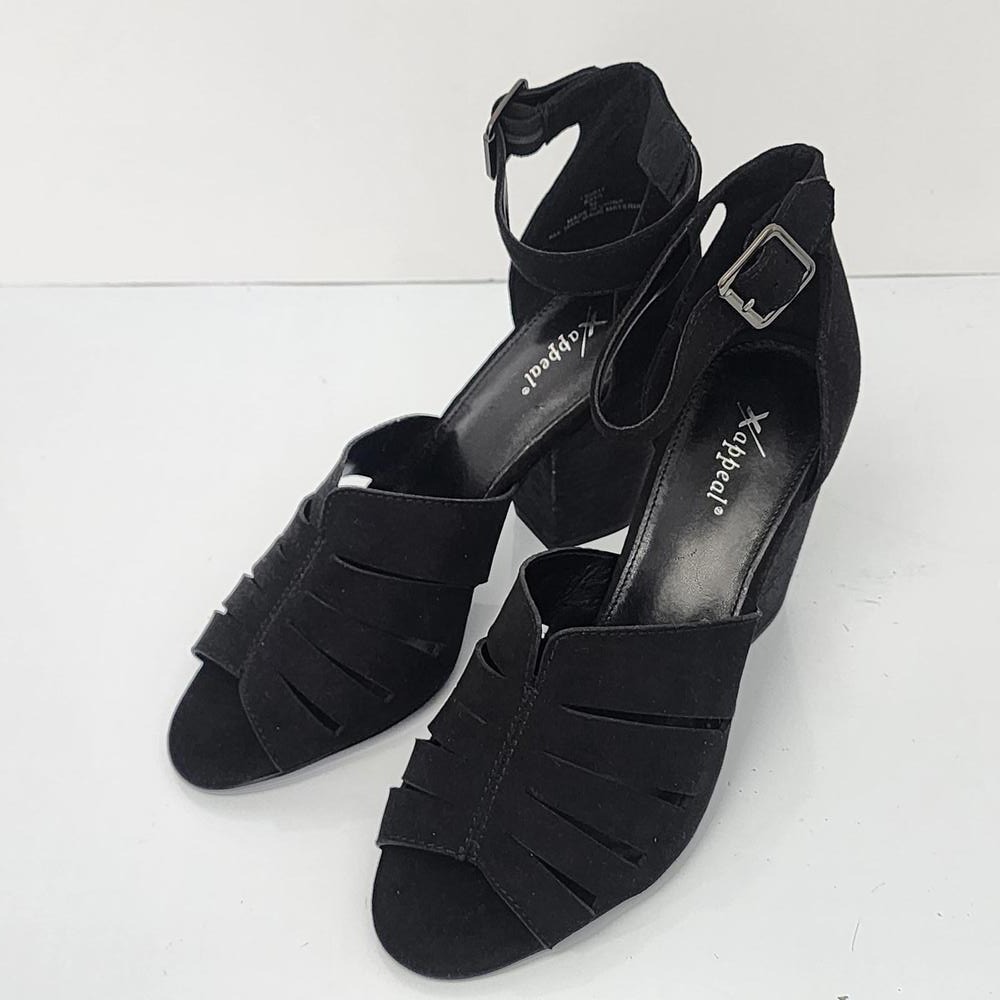 595 Xappeal‎ KAYA Black Heels Sandals Size 9.5